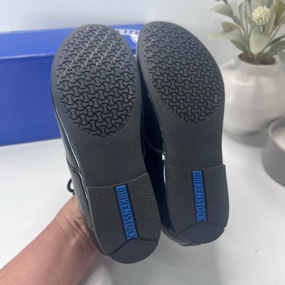 Birkenstock Saunders Patent Leather Clog Black Women 5/Men 3 EU36 NWB Regular - Picture 8 of 10